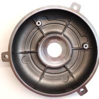 Motorabdeckung von Scheppach, Ansicht von oben. Metallring mit zentraler Öffnung und Befestigungslaschen.