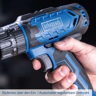 Scheppach Akku-Schlagbohrmaschine mit stufenloser Drehzahlregelung über Ein-/Ausschalter