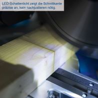 LED-Schattenscheinwerfer für präzise Schnittkante bei Scheppach-Akku-Kapp-, Zug- und Gehrungssäge