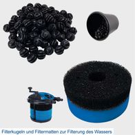 Filterkugeln und Filtermatten zur Filterung des Wassers. Das Teichdruckfilter Set PFS20000 von Scheppach umfasst Filterkugeln und Filtermatten für eine effektive Wasserfilterung.