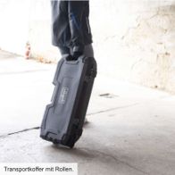 Transportkoffer mit Rollen für einfachen Transport und Lagerung der Werkzeuge.