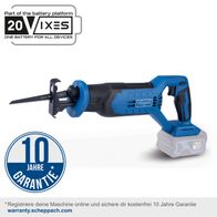 Scheppach Akku-Handkreissäge mit 10 Jahren Garantie. Teil des 20VIXES Batteriesystems. Eine Batterie für alle Geräte. Registrierung online für kostenlose 10 Jahre Garantie auf warranty.scheppach.com.