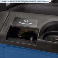 Choke - Luftklappe am Vergaser als Hilfe beim Kaltstart. Diese Funktion erleichtert das Starten des Motors bei kalten Temperaturen.
