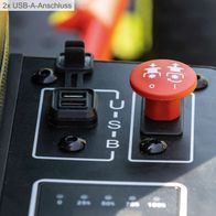 USB-Anschlüsse und Steuerknüppel für Akkubetriebeneinrichtung mit LED- und Tempomat-Funktionen