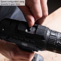 The cordless impact drill C-SBS45BE-X by Scheppach features a speed configuration with a powerful 2-gear drive for efficient work.