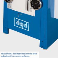 The Scheppach Precisa 6.0 table saw features rubberised, adjustable feet for ideal adjustment on uneven surfaces.