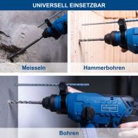 Universalwerkzeug mit Bohr-, Schlagbohr- und Meißelaufnahme für Akku-Bohrhammer