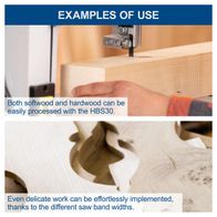 Bandsaw HBS30 illustrating versatile wood processing capabilities, including delicate work with adjustable band widths.