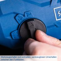 Schalter für schnelles, werkzeugfreies Umschalten zwischen Funktionen auf dem Akku-Bohrhammer