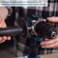 Ergonomischer Zusatzgriff zur Reduzierung von Handermüdung und stabilerer Führung des Geräts