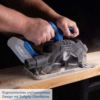 Ergonomisches Akku-Handkreissäge-Modell mit Softgrip-Oberfläche für besseren Halt