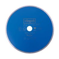 Scheppach-Diamantdrehscheibe mit technischen Daten: 6500 U/min, 80 m/s Arbeitsgeschwindigkeit, 26,4 mm und 290 mm Bohrung
