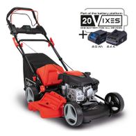 Scheppach-Benzin-Rasenmäher mit 20V-Batterieplattform, inkl. Batterien 2,0 Ah und 2,4 Ah