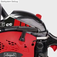 Das Startsystem Seilzug der Benzin Kettensäge CSH46 von Scheppach ermöglicht ein einfaches und zuverlässiges Starten des Motors.