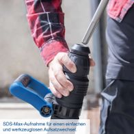 SDS-Max-Aufnahme für einfachen werkzeuglosen Aufsatzwechsel auf Scheppach-Abruchhammer