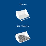 Scheppach-Produkt mit 700 mm Länge und 42 Liter Volumen (0,042 m³) für Lagerung von Materialien