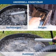 Universal einsetzbare Aschen- und Saugsysteme für Grillabfälle sowie Ausblasfunktion