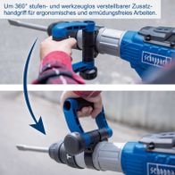Ergonomischer 360°-Handgriff für bequemes Arbeiten mit Scheppach-Abruchhammer