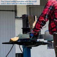 Wood splitter featuring dual-hand operation and on/off safety switch for safe use