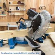 Sliding mitre saw with 45° double bevel capability for accurate angled cuts