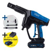 Akku-Hochdruckreiniger mit Schlauch- und Akkuset mit 2,4-A-Ladegerät und 2,0-A-Akku