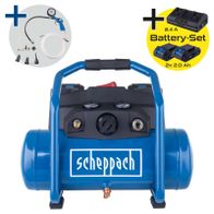 Scheppach-Compressor mit integriertem Batterie-Set (2x 2,0 Ah) und Adapter für Luftwerkzeuge