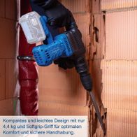 Kompatibler Akku-Abbruchhammer mit leichtem Design (4,4 kg) und ergonomischem Griff für optimale Handhabung und Komfort.