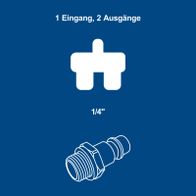 Fittings mit einem Eingang und zwei Ausgängen, 1/4"-Durchmesser