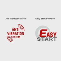 Das Produkt verfügt über ein Anti-Vibrationssystem und eine Easy-Start-Funktion für einfaches Starten.