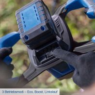 Der Akku Erdbohrer EB100-X von Scheppach bietet 3 Betriebsmodi: Eco, Boost und Linkslauf für flexible Anwendung. Mit Softgrip für komfortables Arbeiten. Inkl. 4Ah Akku und 2,4A Ladegerät.