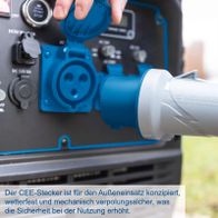 CEE-Stecker für Außenbetrieb mit wetterfester und mechanisch verpolungssicherer Verriegelung für erhöhte Sicherheit