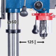 Werkzeugdetail mit Bohrspindel mit 60 mm Durchmesser und 125 mm Spaltmaß für Tischbohrmaschine