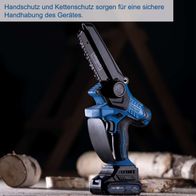 Der Akku-Gehölzschneider BC-PS150-X von Scheppach bietet Handschutz und Kettenschutz für eine sichere Handhabung des Gerätes.