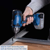 Cordless impact driver for heavy-duty metal screw insertion with LED lighting