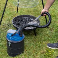 Ablasssystem mit Schlauch und Auffangbehälter für Asche und Feinstaub beim Scheppach Akku-Aschesauger