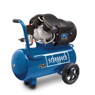 Scheppach Druckluftkompressor HC500, 50L Tank, 3,0 HP, 371L/min Ansaugleistung, seitliche Ansicht.