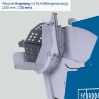 Wippverlängerung mit Schnittlängenangabe für Wippkreissäge mit 250 mm und 330 mm