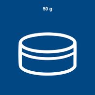 Datenbankmodul mit 50 Gramm Gewicht, illustriert mit Datenbank-Symbol