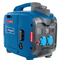 Inverter SG2000 von Scheppach, 2000 Watt Leistung, mit Steckdosen und Schaltern. Gezeigt von der Seite.