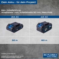 Scheppach Akku-Hobel mit 10-jähriger Garantie, 20V-Batterieplattform, inkl. Registrierung für kostenlose Garantie über warranty.scheppach.com