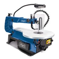 Scheppach scroll saw with LED lighting and adjustable table tilt for accurate cutting