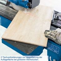 Der Fliesenschneider FS3600 von Scheppach verfügt über 2 Tischverbreiterungen zur Vergrößerung der Auflagefläche bei größeren Werkstücken.
