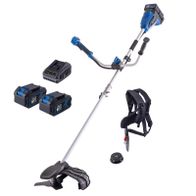 Scheppach Akku-Freischneider mit Schultergurt, Akkus, Halterung und Werkzeugset für Rasentrimmer und Motorsense