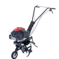 Benzin-Motorhacke MTP370 Scheppach, seitliche Ansicht. 2,5 kW / 3,4 PS. 4-Takt-Benzinmotor. 16 Messer. 360 mm Arbeitsbreite. 130 mm Arbeitstiefe.