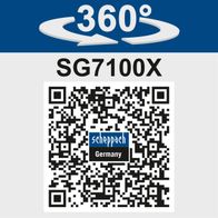 Der Benzin Stromgenerator SG7100x von Scheppach bietet eine 360-Grad-Ansicht. Wichtige Merkmale sind 5400W Leistung, 12PS, E-Start, 2x230V, 1x400V und 1x12V DC-Ausgang.