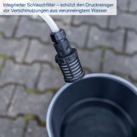 Integrierter Schlauchfilter für Druckreiniger schützt vor Verunreinigungen im Wasser