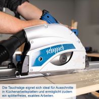 Scheppach Tauchsäge mit präziser Schnittführung für Küchenarbeitsplatten, splitterfreies Arbeiten