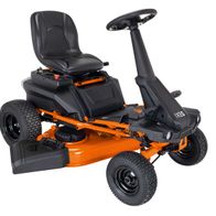 Akku-Aufsitzrasenmäher IX-ERT-920E IXES von Scheppach, von unten fotografiert.