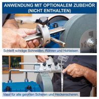 Das Nass-Schleifsystem TIGER 5000S von Scheppach eignet sich zum Schleifen schräger Schneiden, Röhren und Hohleisen. Ideal für alle geraden Scheren und Heckenscheren.