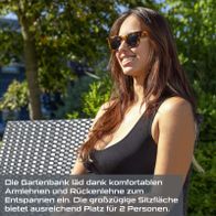 Gartenbank mit Arm- und Rückenlehne für entspannte Sitzgelegenheit, großzügige Sitzfläche für zwei Personen